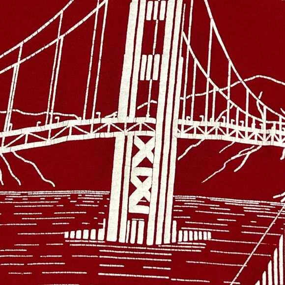 Vintage Golden Gate Bridge San Francisco Red Graphic T-Shirt Jerzees XL - Picture 3 of 10